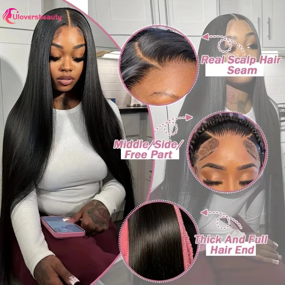 13x4 HD Lace Human Hair Wig Brazilian Straight Human Hair Wigs Glueless Wig Human Hair 22 30 32 34Inch Human Hair Wigs For Woman