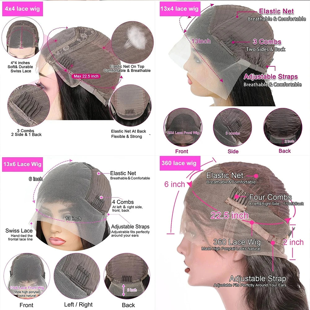 HD 360 Full Lace Wig Human Hair Pre plucked HD Lace Wig 13x6 Human Hair Wigs 36 inch Bone Straight Lace Frontal Wig For Women