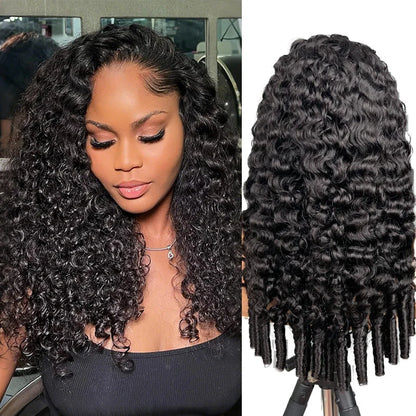 300% Glueless Wigs Human Hair Afro Kinky Curly Headband Wig Upgrade 3 IN 1 Half Wig With Drawstring Seamless Clip Ins Flip Over