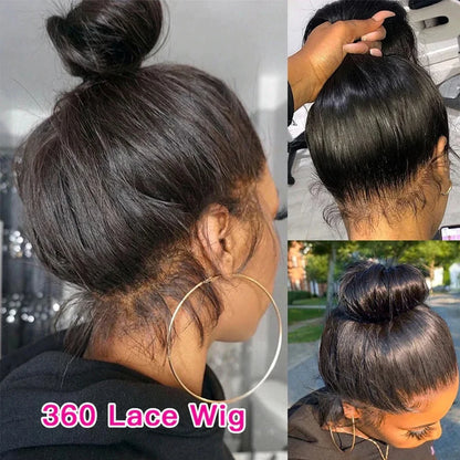 HD 360 Full Lace Wig Human Hair Pre plucked HD Lace Wig 13x6 Human Hair Wigs 36 inch Bone Straight Lace Frontal Wig For Women