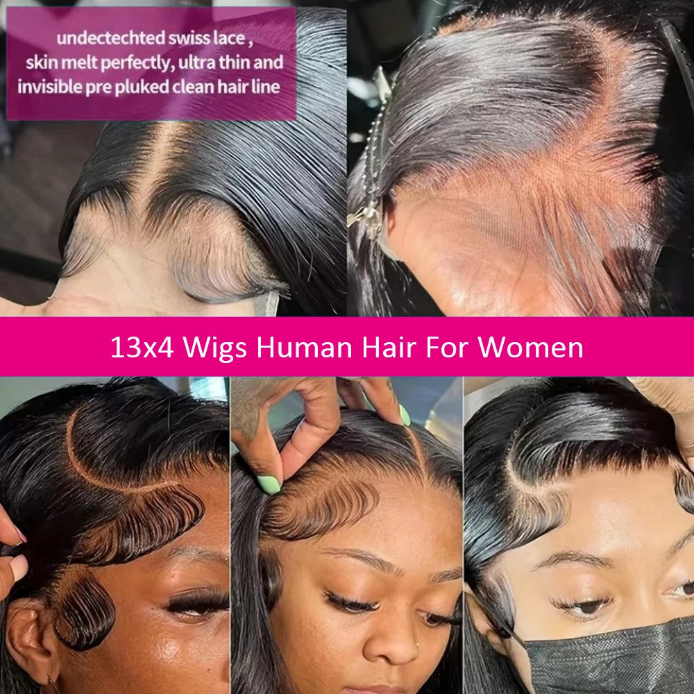 13x4 HD Lace Human Hair Wig Brazilian Straight Human Hair Wigs Glueless Wig Human Hair 22 30 32 34Inch Human Hair Wigs For Woman