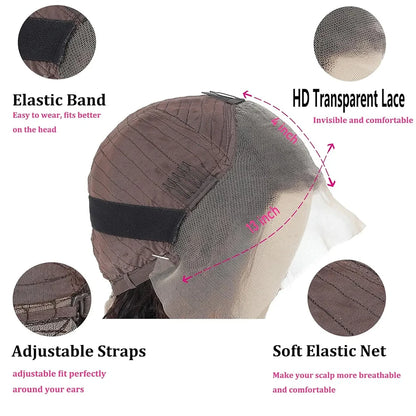 Pixie Cut 13x4 Transparent Lace Front Wigs Human Hair Wig For Women Short Straight Lace Frontal Wig 250% Daily Party Mother Gift