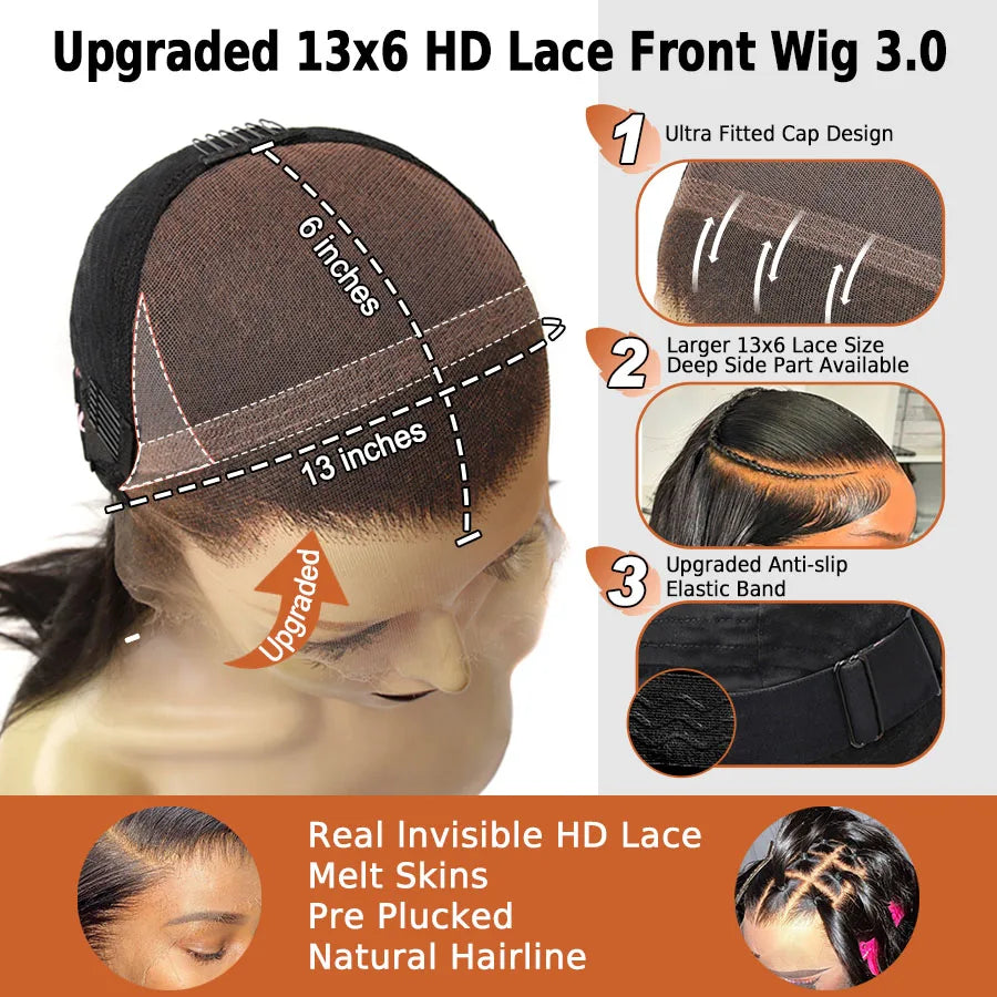 250% Burmese Curly 13x6 HD Lace Frontal Wigs Deep Parting Ultra Fitted Human Hair HD Full Frontal Water Wave Wigs Burmese Wave